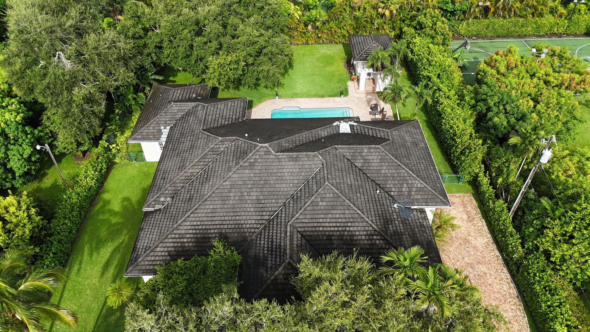 Cement Tile Roof Soft Wash with Full Exterior House Wash image
